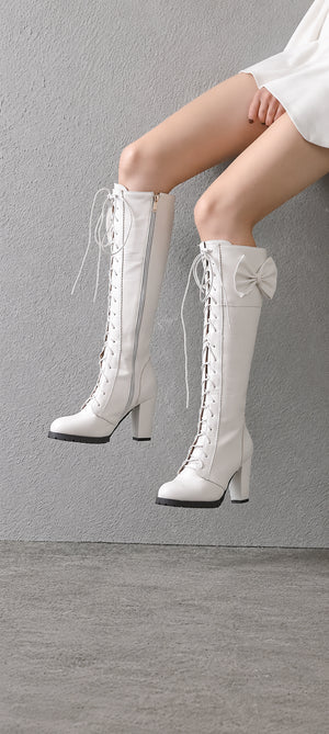 Long White Platform Boots Women