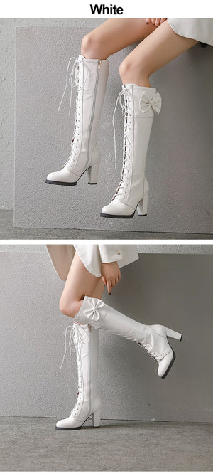 Long White Platform Boots Women