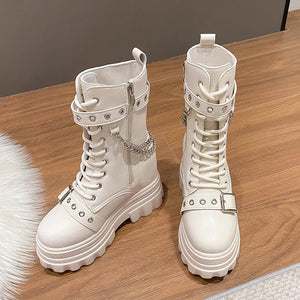 Long White Platform Boots