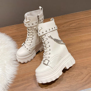 Long White Platform Boots
