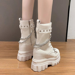 Long White Platform Boots