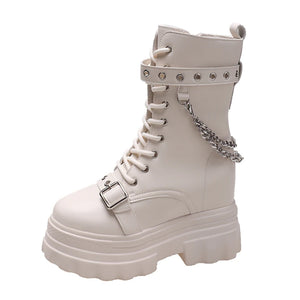 Long White Platform Boots