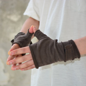 Looped Fabric Techwear Fingerless Gloves