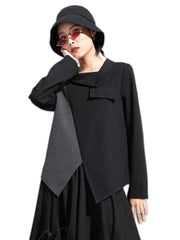 Camiseta negra suelta para mujer