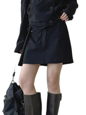 Low Waist Black Mini Skirt Y2K - product view on white background