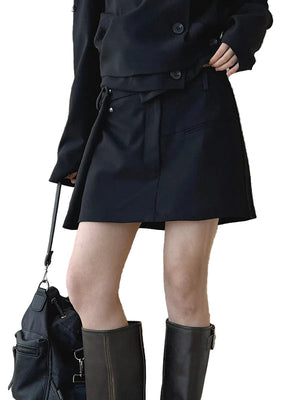 Low Waist Black Mini Skirt Y2K