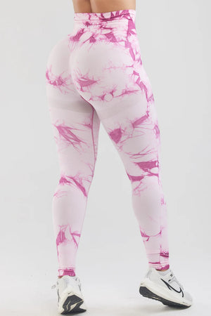 Magenta Tie-Dye Scrunch Butt Leggings