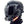 Black motorcycle helmet with a visor and visible brand logo on a white background