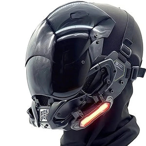 Black motorcycle helmet with a visor and visible brand logo on a white background