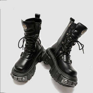 Matte Black Lace Up Boots