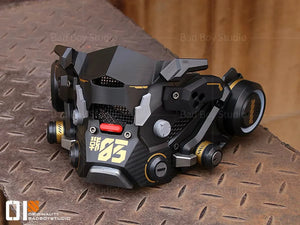 Mecha Cyberpunk Face Mask - Black gold cyberpunk mecha face mask
