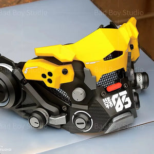 Mecha Cyberpunk Face Mask - Black yellow cyberpunk mecha face mask