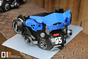 Mecha Cyberpunk Face Mask - Black blue cyberpunk mecha face mask