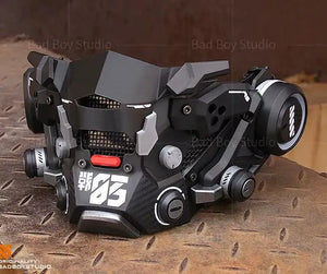 Mecha Cyberpunk Tactical Face Mask - Black white cyberpunk mecha face mask