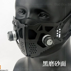 Sci-fi mechanical cyberpunk face mask in glossy or matt black