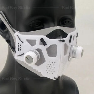 Sci-fi mechanical cyberpunk face mask in glossy or matt black