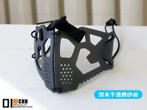 Sci-fi mechanical cyberpunk face mask in glossy or matt black