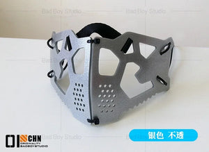 Sci-fi mechanical cyberpunk face mask in glossy or matt black