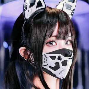 Sci-fi mechanical cyberpunk face mask in glossy or matt black