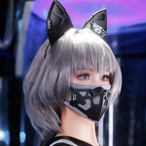 Sci-fi mechanical cyberpunk face mask in glossy or matt black