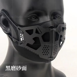 Sci-fi mechanical cyberpunk face mask in glossy or matt black