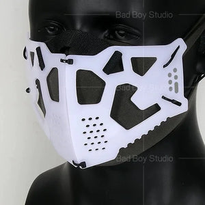 Sci-fi mechanical cyberpunk face mask in glossy or matt black