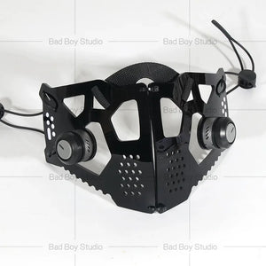 Sci-fi mechanical cyberpunk face mask in glossy or matt black