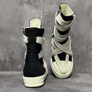 Men Boots Black Lace Up Cyberpunk