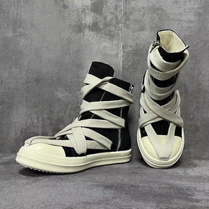 Men Boots Black Lace Up Cyberpunk