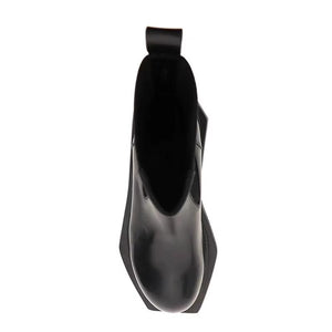 Men High Top Platform Leather Sneakers Black