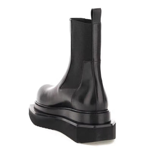 Men High Top Platform Leather Sneakers Black