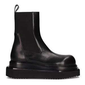 Men High Top Platform PU Leather Sneakers Black