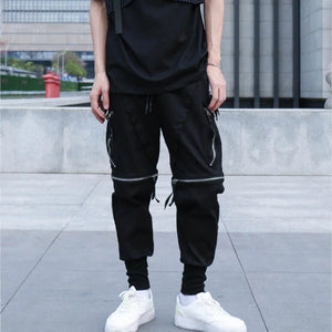 Men Personality Zipper Black Pant