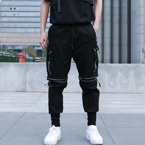 Men Personality Zipper Black Pant