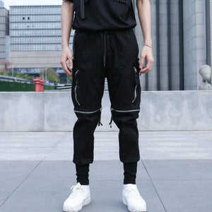Men Personality Zipper Black Pant
