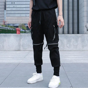 Men Personality Zipper Black Pant