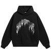 Men Side Pockets Black Y2K Hoodie
