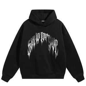Men Side Pockets Black Y2K Hoodie