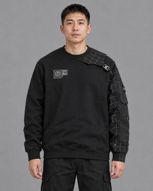 Men Sweatshirt Techwear worn by a man, front view