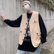 Gilet cargo noir pour homme 
