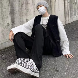 Mens Black Cargo Vest