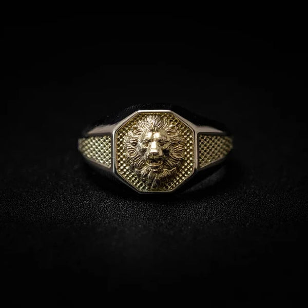 Mens Gold Ring Lion