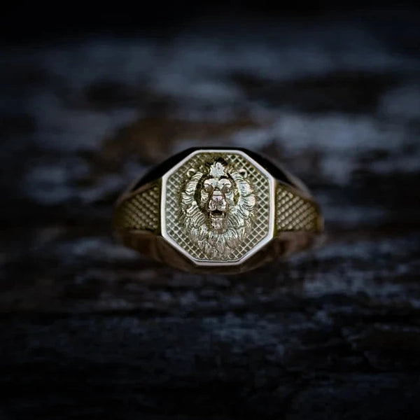 Mens Gold Ring Lion