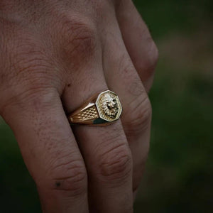 Mens Gold Ring Lion