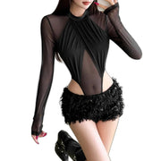 Bodysuit Ajusté Dos Mesh
