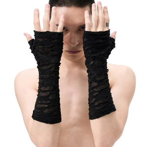 Mesh Knitted Techwear Fingerless Gloves