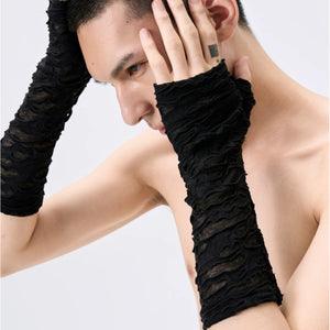 Mesh Knitted Techwear Fingerless Gloves