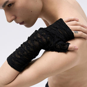Mesh Knitted Techwear Fingerless Gloves