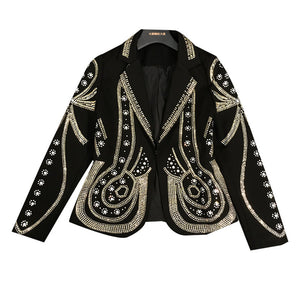 Metal Beaded Women Spring Jacket