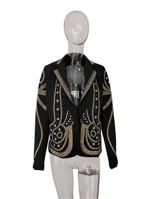 Metal Beaded Women Spring Jacket